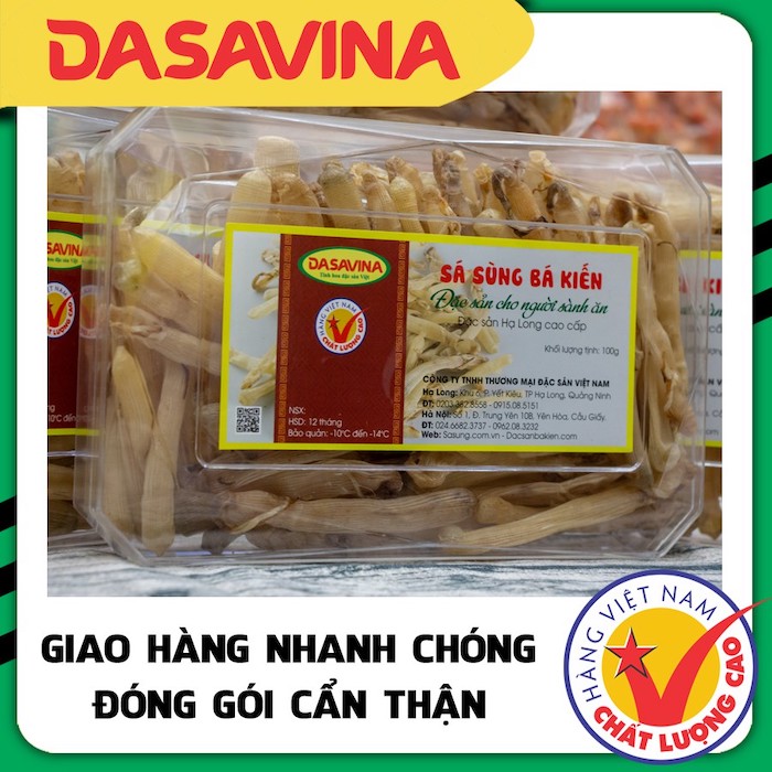 Công ty chuyên nghiệp Việt Nam (Dasavina) lựa chọn kỹ lưỡng nguồn nguyên liệu và phương pháp chế biến tiêu chuẩn đã làm nên Sá Sùng Bá Kiến nổi tiếng